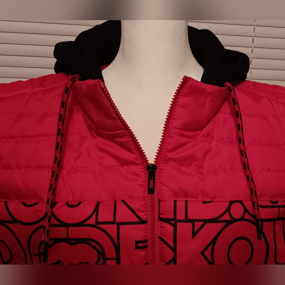 ECKO UNLTD Puffer Vest Mens Size XL Red/Black Hooded Full Zip Spell Out - Picture 3 of 16